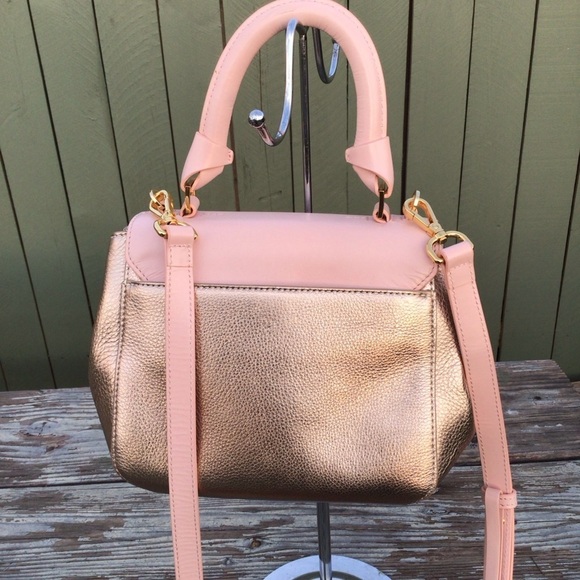 Ted Baker Pink / Gold Leather Handbag Crossbody Bag with Removable Strap - Picture 7 of 9